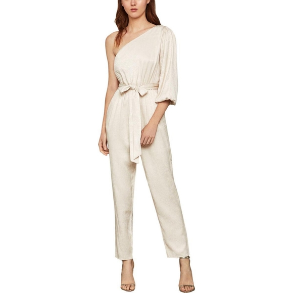 BCBGMaxAzria Pants - BCBG MAX AZRIA WOMENS METALLIC PUFF SLEEVE JUMPSUIT